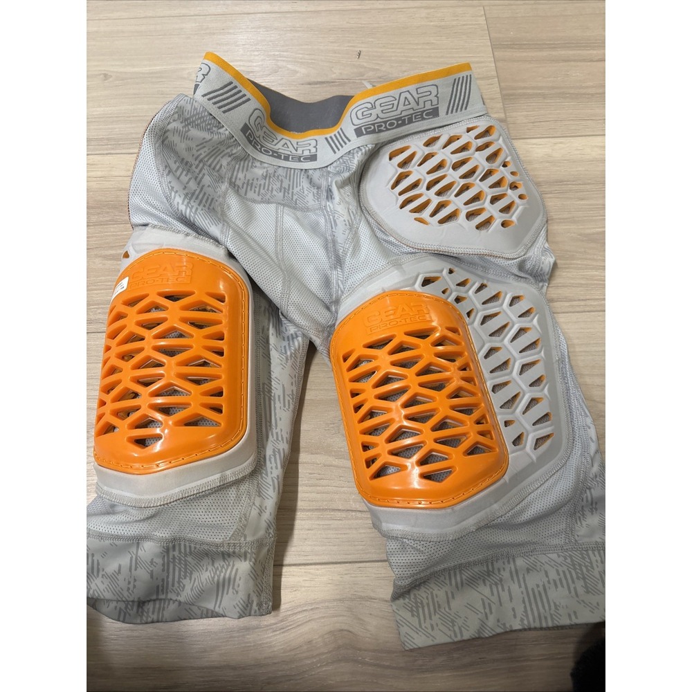 Gear Pro Tec Shorts Mens MD Gray Orange BSN Sports Padded Armor Sports Football